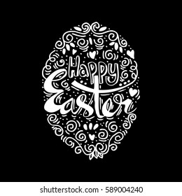 Happy Easter greeting Card, hand-drawing Lettering. Typography Inscription