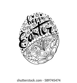 Happy Easter greeting Card, hand-drawing Lettering.