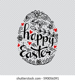  Happy Easter greeting Card, hand-drawing Lettering