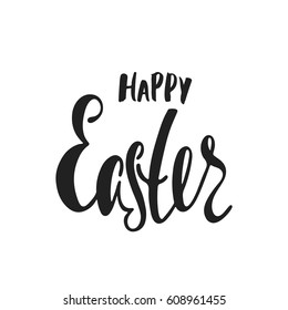 Happy Easter greeting card. Handwritten vector lettering design. Calligraphic phrase.