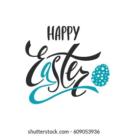Happy Easter greeting card. Handwritten vector lettering design. Calligraphic phrase.