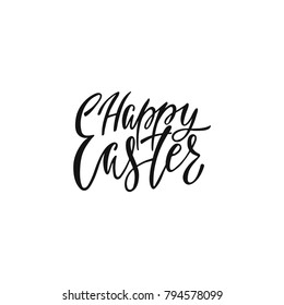 Happy Easter greeting card. Handwritten vector lettering text. Calligraphic phrase. Holiday design.
