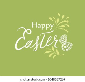 Happy Easter greeting card. Holiday decorative bakground with Easter eggs