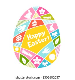 Happy Easter greeting card with holiday items. Background can be used for invitations and posters.
