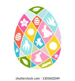 Happy Easter greeting card with holiday items. Background can be used for invitations and posters.