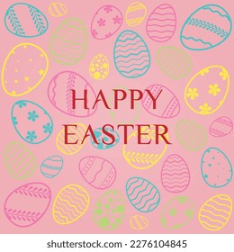 Happy Easter greeting card. Easter holiday egg ornamental background. Vector illustration