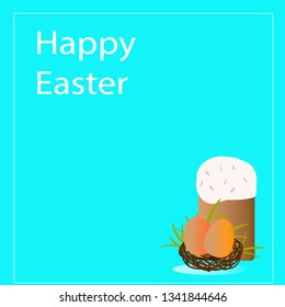 Happy Easter greeting card with easter illustrations