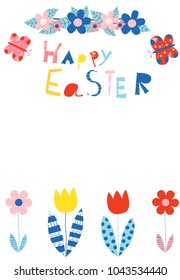 Happy Easter greeting card, invitation, brochure or template in bold colors 