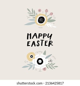Happy Easter greeting card or invitation template. Vector illustration