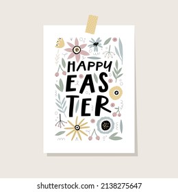 Happy Easter greeting card or invitation template. Vector illustration