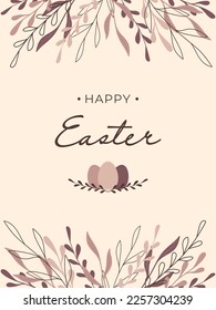 Happy Easter greeting card, invitation or poster templates with floral decorated.	