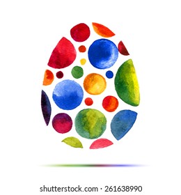 Happy Easter  greeting card or invitation. Happy Easter! Watercolor round spot egg