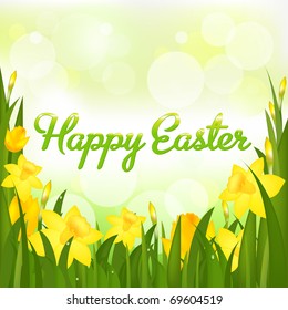 Happy Easter Greeting Card, Isolated On White Background, Vector Illustration