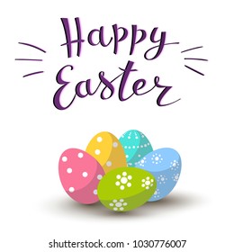 Happy Easter greeting card with lettering .