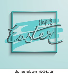 Happy Easter greeting card with lettering in a frame.