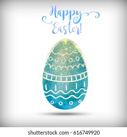 Happy Easter greeting card with lettering composition and doodle hand drawn eggs.