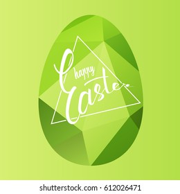 Happy Easter greeting card in low poly triangle style.