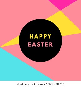 Happy Easter greeting card. Easter minimal printable journaling card, creative card, art print, minimal label design for banner, poster, flyer.