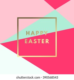 Happy Easter greeting card. Minimal creative printable journaling card, art print,  label design for banner, poster, flyer.