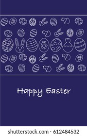 Happy Easter greeting card, minimal vector illustration 