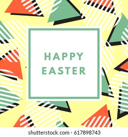 Happy Easter greeting card. Minimal creative printable journaling card, art print, label design for banner, poster, flyer.