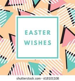 Happy Easter greeting card. Minimal creative printable journaling card, art print, label design for banner, poster, flyer.