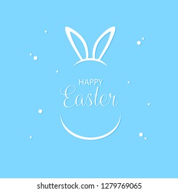 Happy Easter greeting card. Modern minimal background in flat style. Vector Illustration.