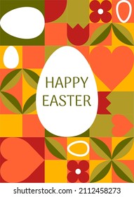 Happy Easter greeting card. Modern geometric abstract style. Perfect for poster, cover, or postcard.