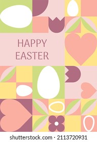 Happy Easter greeting card. Modern geometric abstract style. Perfect for poster, cover, or postcard.