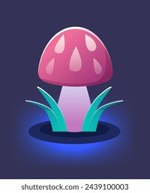 Happy Easter greeting card with mushroom spring holiday celebration card vertical