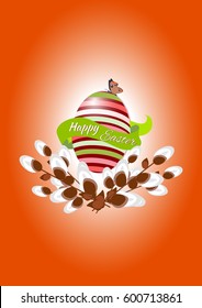 Happy easter Greeting Card. On the background calligraphy. Congratulations on the holiday. A lot of Easter signs.