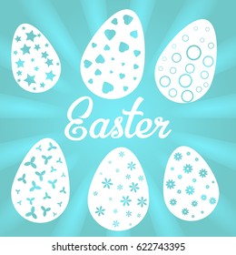 Happy Easter greeting card on a blue background.Vector illustration