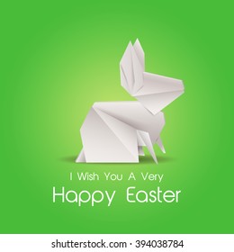Happy Easter greeting card with origami rabbit / Happy Easter Card Illustration With Rabbit
