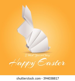 Happy Easter greeting card with origami rabbit / Happy Easter Card Illustration With Rabbit
