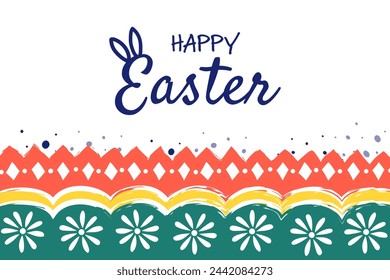 Happy Easter. Greeting card with ornaments. Painted egg pattern. Vector illustration