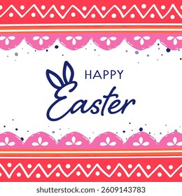 Happy Easter. Greeting card with ornaments. Painted egg pattern. Vector illustration