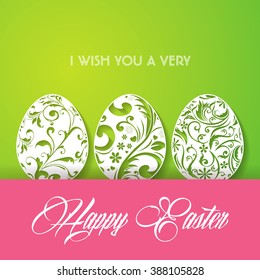 Happy Easter greeting card with paper egg design / Happy Easter Congratulation or greeting cards
