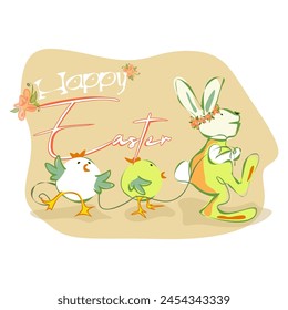 Happy Easter greeting card in pastel colors