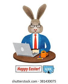 happy Easter. greeting card with a picture of the Easter Bunny. vector illustration