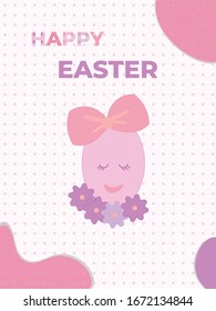 Feliz tarjeta de felicitación de Pascua en rosa. Huevo de Pascua.