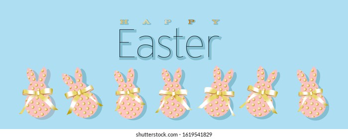 Happy Easter greeting card, poster, with cute, sweet bunny