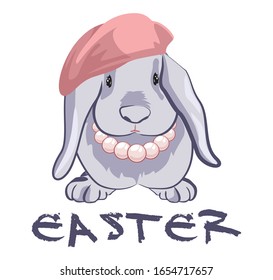 Happy Easter greeting card, poster, sweet bunny