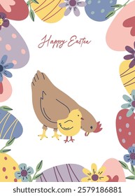 Happy Easter. Сute greeting card, poster, holiday covers or banners.