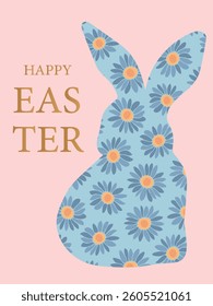 Happy Easter greeting card, poster, holiday cover. Trendy design template or web banner for Easter. Vector illustration