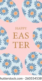 Happy Easter greeting card, poster, holiday cover. Vertical design template or web banner for Easter. Vector illustration