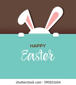 Happy Easter greeting card, poster, with cute, sweet bunny