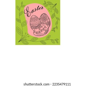 Happy Easter greeting card, print template
