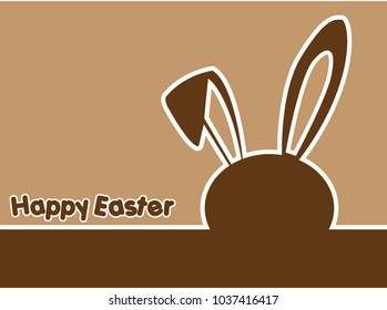 Happy Easter greeting card with rabbit, bunny and eggs