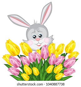 Happy Easter greeting card with rabbit