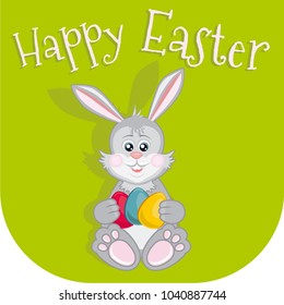 Happy Easter greeting card with rabbit